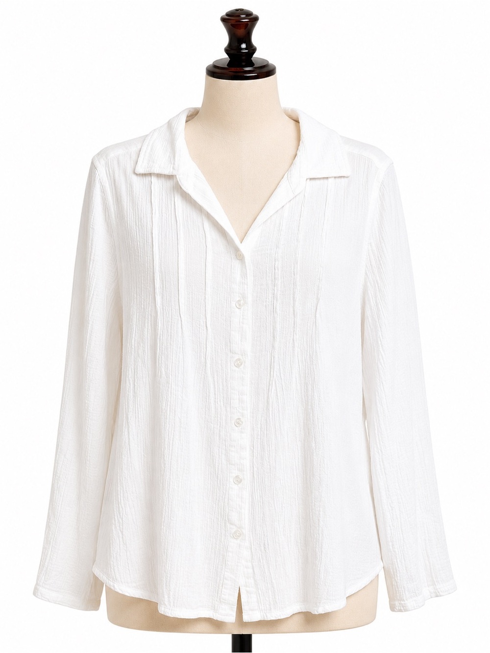 Appleseed's White Textured Button-Down Blouse
